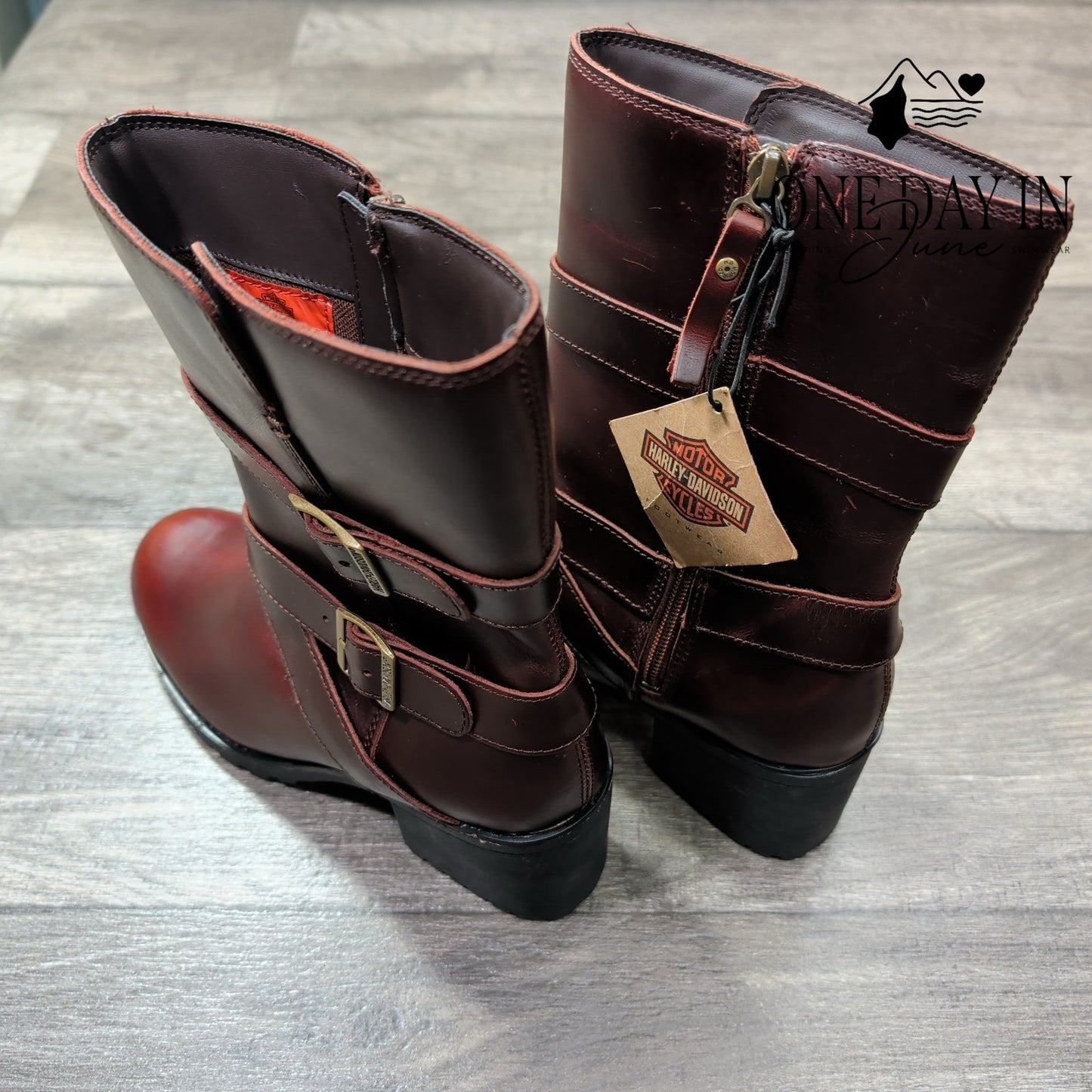 Harley Davidson LaLanne Triple Strap Boots Brown Leather NWT Size 8.5