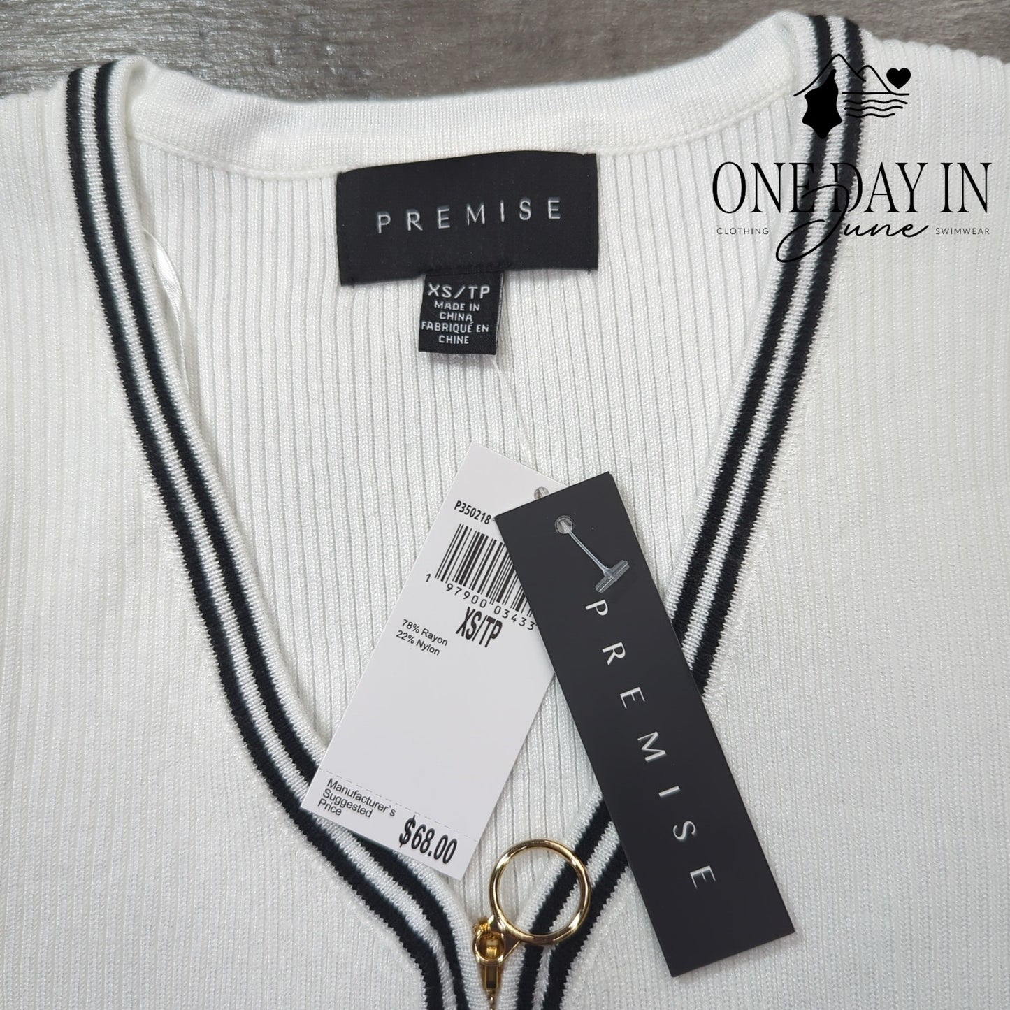 Premise Ribbed Long Sleeve Quarter Zip Sweater Size XS