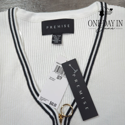 Premise Ribbed Long Sleeve Quarter Zip Sweater Size XS