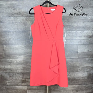 Calvin Klein Sleeveless Draped Sheath Dress Coral Orange NWT $134 Size 10