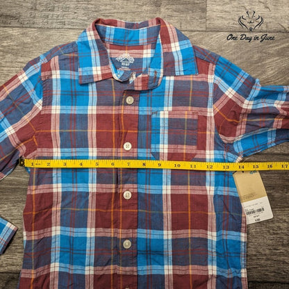 There Abouts Teal Plaid Button Down Shirt Size XS 6/7