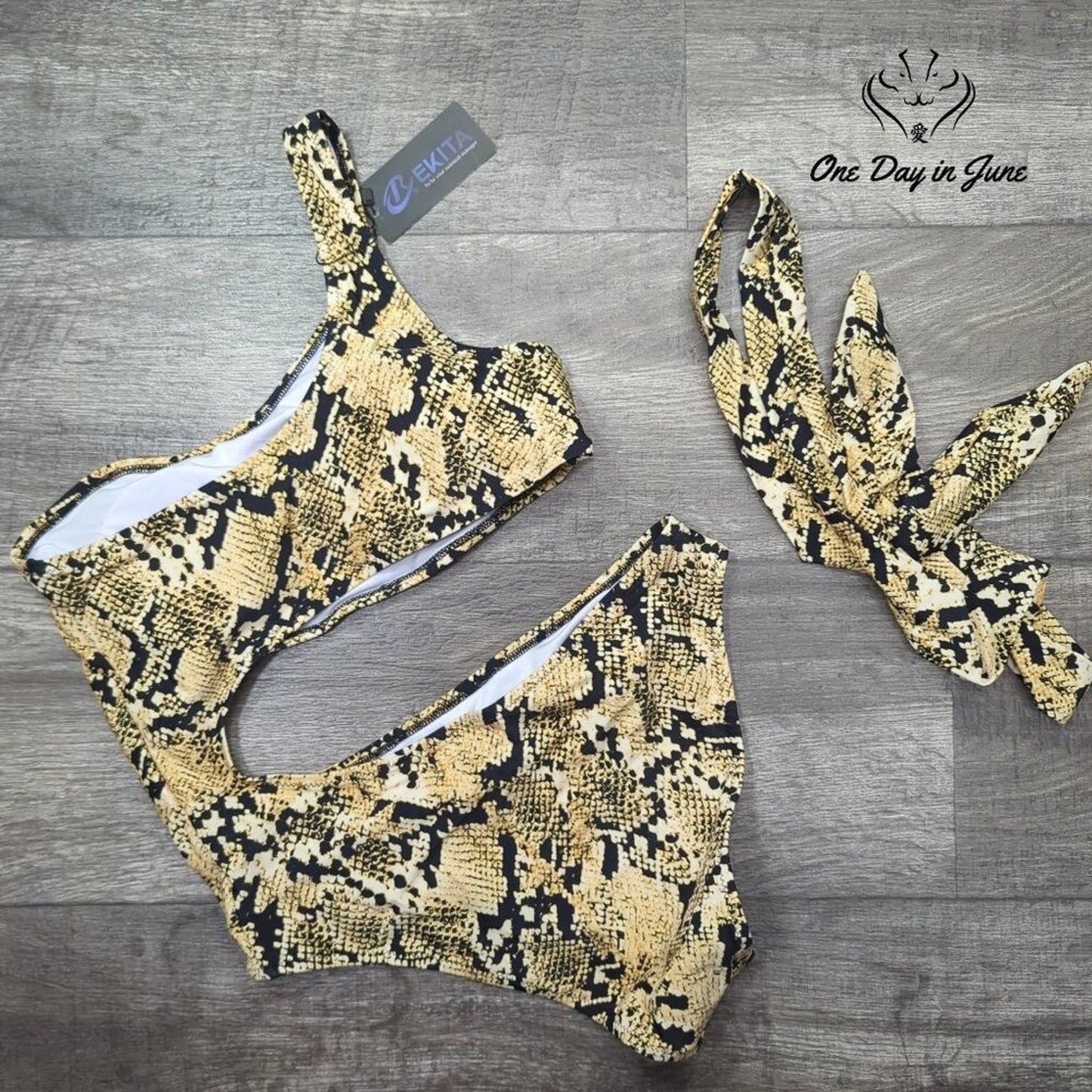 Rekita Cut Out Snake Skin One Piece Size M