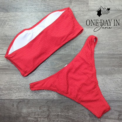 CharmLeaks Textured Bandeau Bikini Swimsuit Size L
