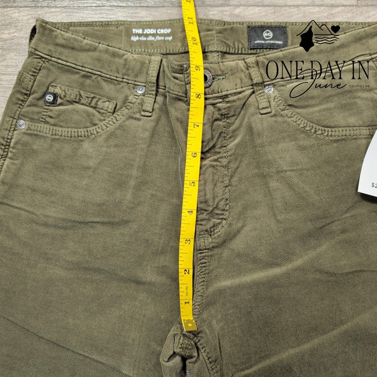 AG Adriano Goldschmied The Jodi Crop Olive High Rise Slim Flare NWT Size 4 (27)