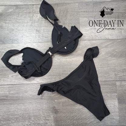 CharmLeaks Tuxedo Underwire Bikini Swimsuit Size L