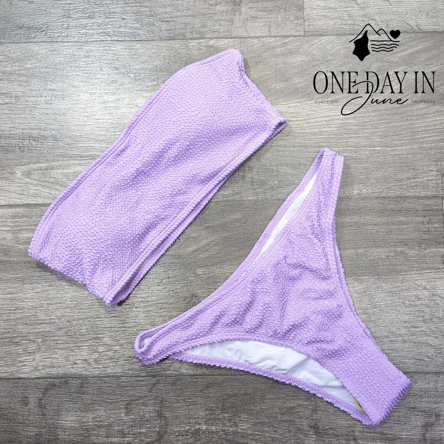 Charmo Smocked Bandeau Bikini Swimsuit Size S