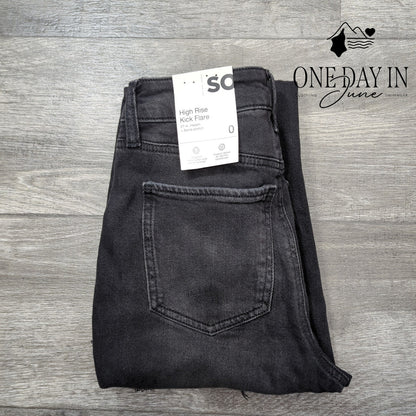 SO Distressed High Rise Kick Flare Jeans Size 0