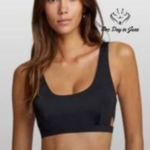 RVCA Solid Bralette Bikini Top Black Cutout Scoop Neck NWT $50 Size XS