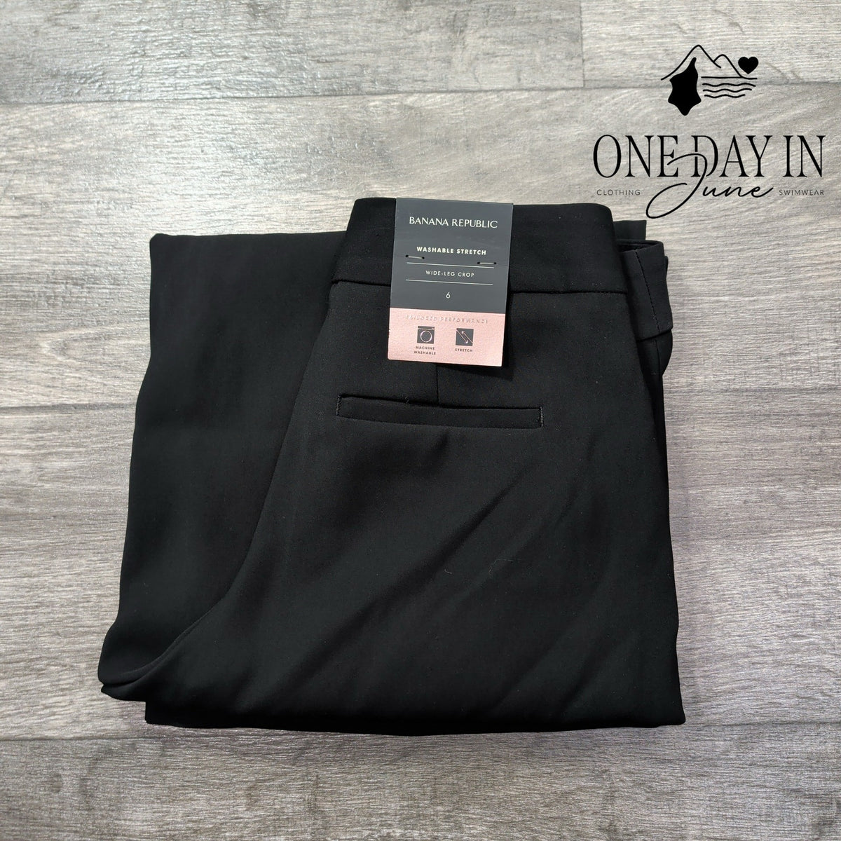 Banana Republic High Rise Wide Leg Crop Pants Black NWT Size 6