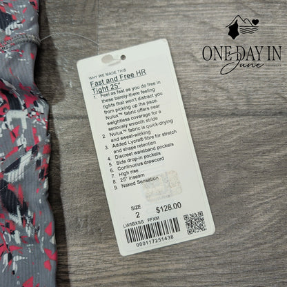 Lululemon Fast and Free HR Tight 25" Floral Flux Multi Nulux NWT Size 2