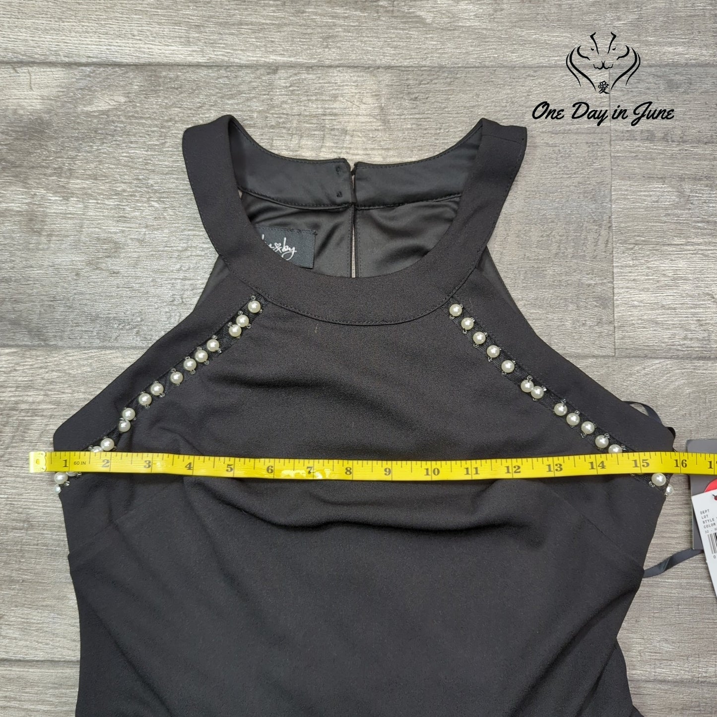 ByxBy Pearl Embellished Fit Flare Dress Black Sleeveless NWT Juniors Size 9