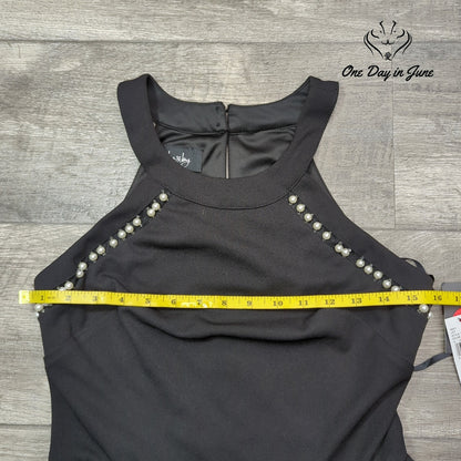 ByxBy Pearl Embellished Fit Flare Dress Black Sleeveless NWT Juniors Size 9