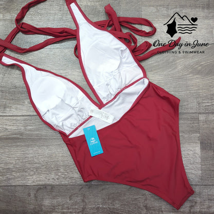 Cupshe Tie Wrap V Neck One Piece Swimsuit Size S