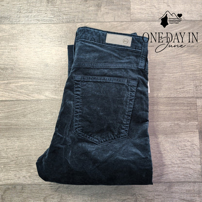 AG Adriano Goldschmied Velveteen Straight Leg Jeans Navy Blue NWT Size 4 (27)