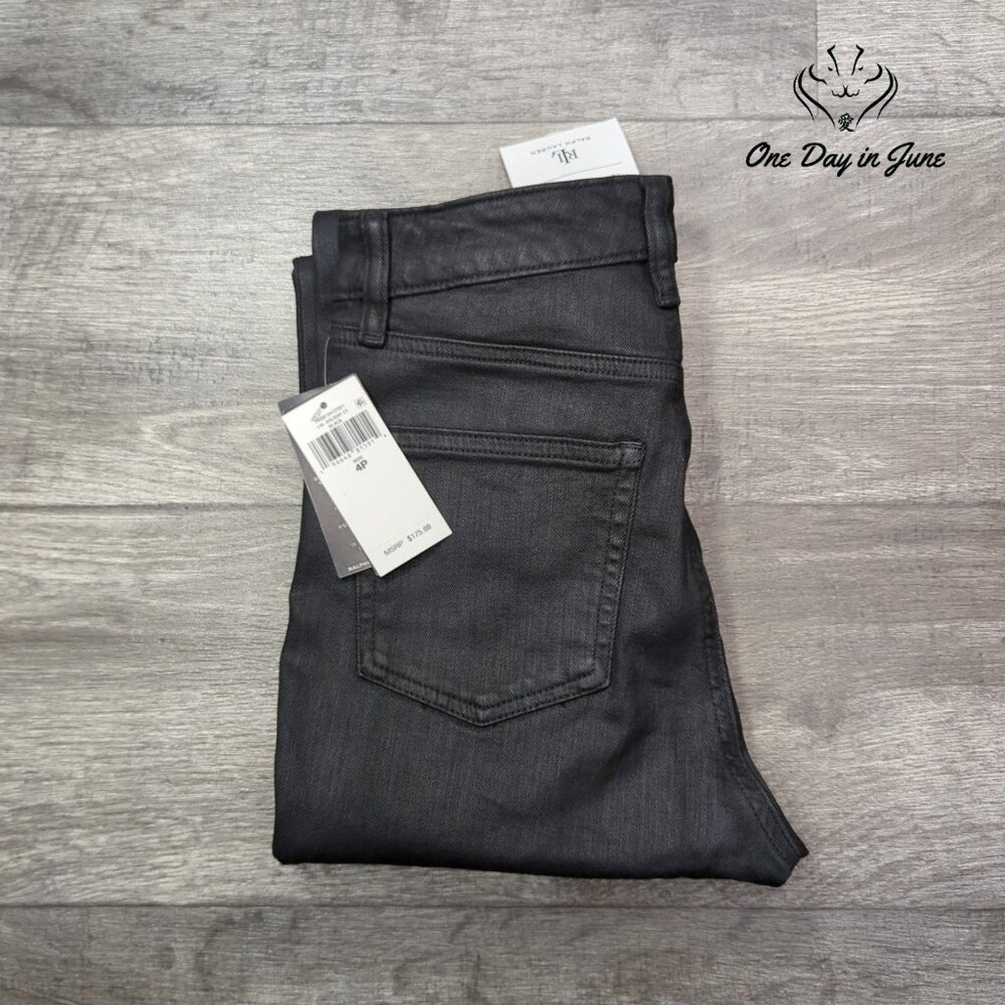 Ralph Lauren Coated High Rise Skinny Ankle Jeans Black NWT $175 Size 4P