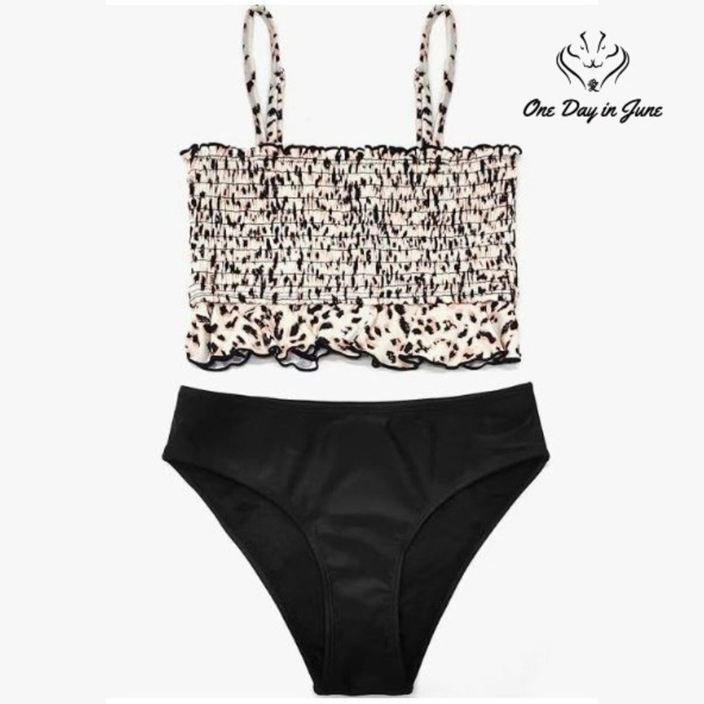 Shekini Girls Smocked Ruffle Bikini Swimsuit Size 6/8