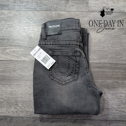 True Religion Ricky Relaxed Straight Jeans Gray Wash NWT Women's Size 10
