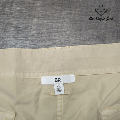 BP Plus Size Wide Leg Cargo Pants Tan Utility Pockets Size 20