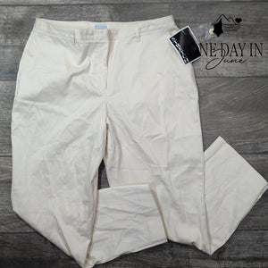 Carolina Blues Stretch Cropped Pants Ivory Cream Cotton NWT Size 8