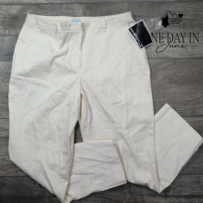 Carolina Blues Stretch Cropped Pants Ivory Cream Cotton NWT Size 8
