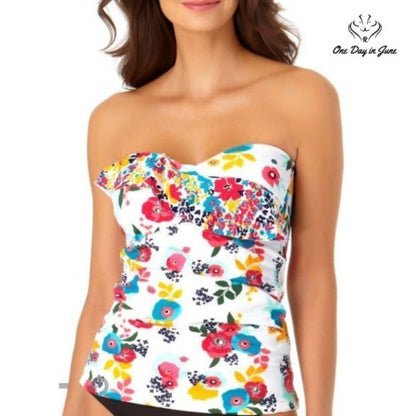 Liz Claiborne Floral Tankini Top Size M