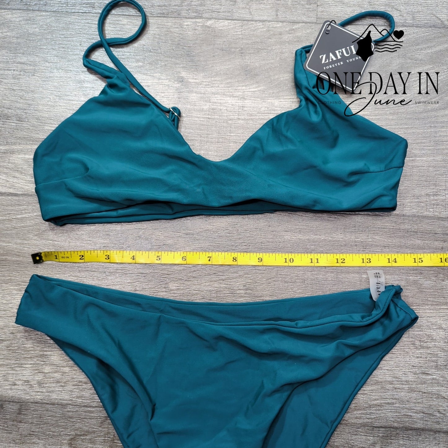 Zaful Bikini Swimsuit Teal Green Bralette Moderate Coverage NWT Size M