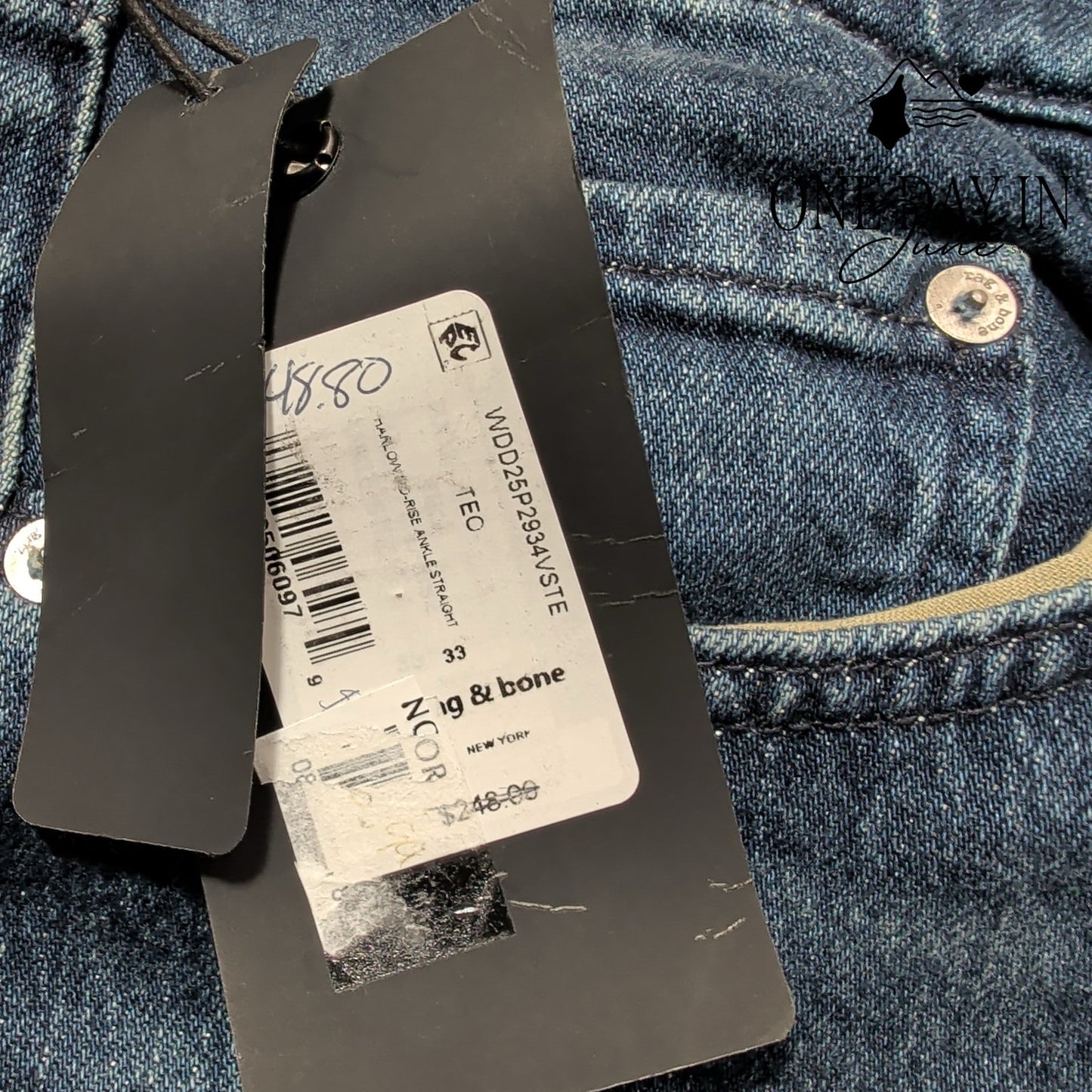 Rag & Bone The Harlow Jeans Teo Mid Rise Straight Blue NWT $248 Size 16 (33)