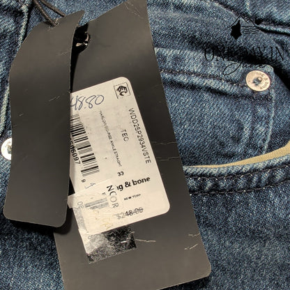 Rag & Bone The Harlow Jeans Teo Mid Rise Straight Blue NWT $248 Size 16 (33)