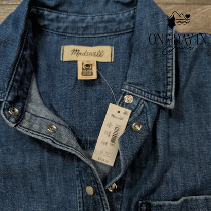 Madewell Shibori Snap Front Denim Top Size S