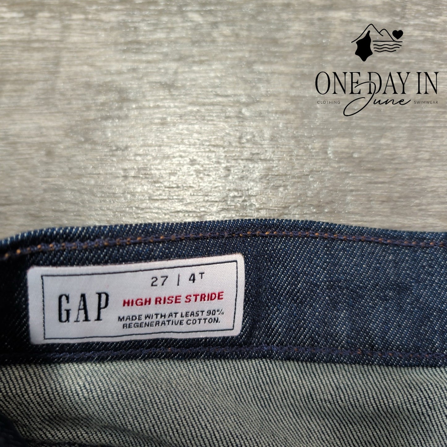 Gap High Rise Stride Wide Leg Jeans Dark Rinse Patch Pocket NWT Size 4 (27)
