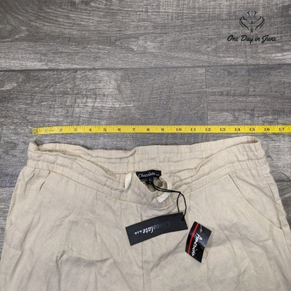 Chocolate Casual Linen Cropped Pants Size L