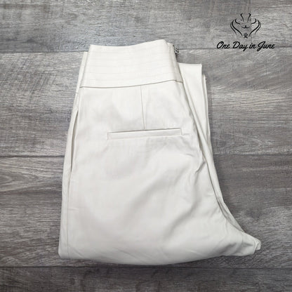 Gabrielle Union Faux Leather Jogger Pants Ivory Pleated NWT Size M