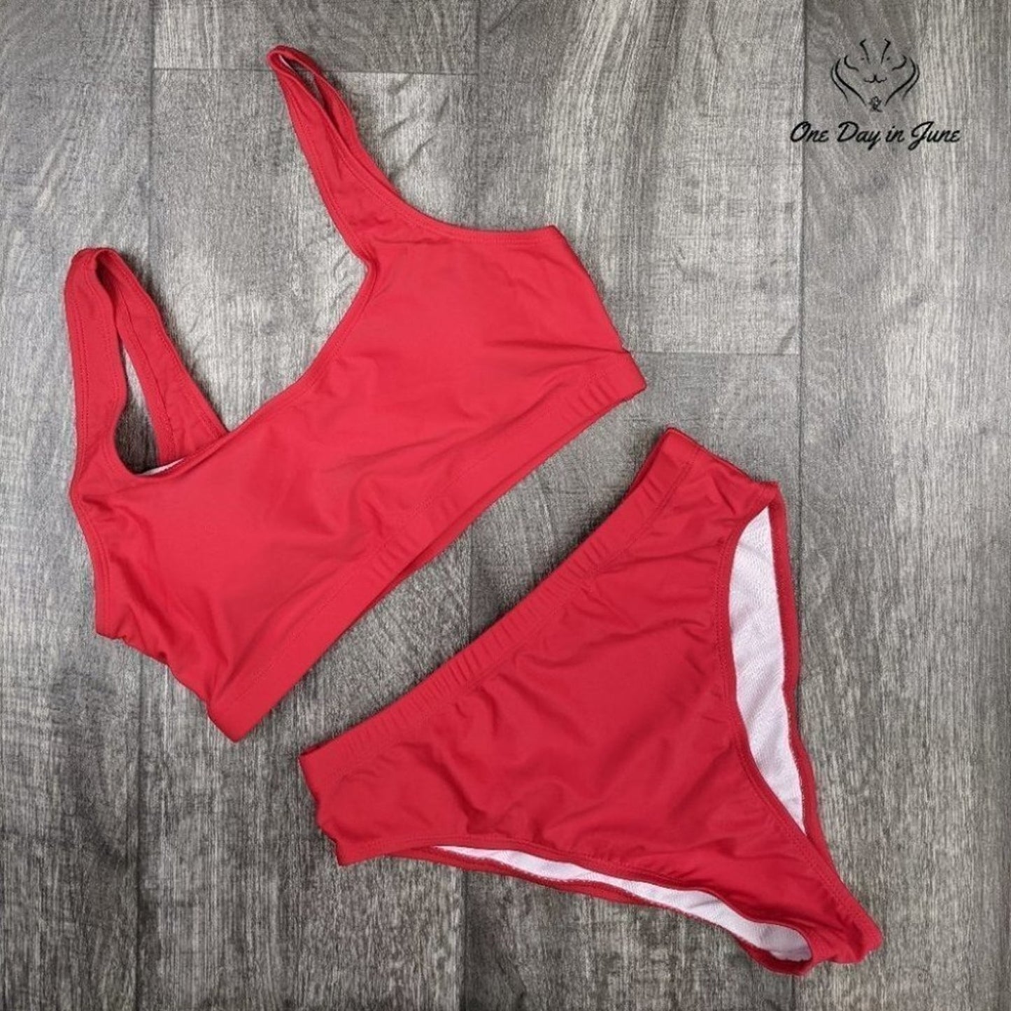 Pink Queen Crop Top High Waist Bikini Swimsuit Size S