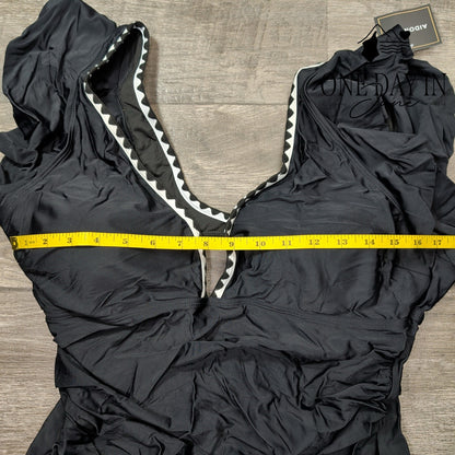 Aidonger Ruffle Shoulder One Piece Swimsuit Size 2XL