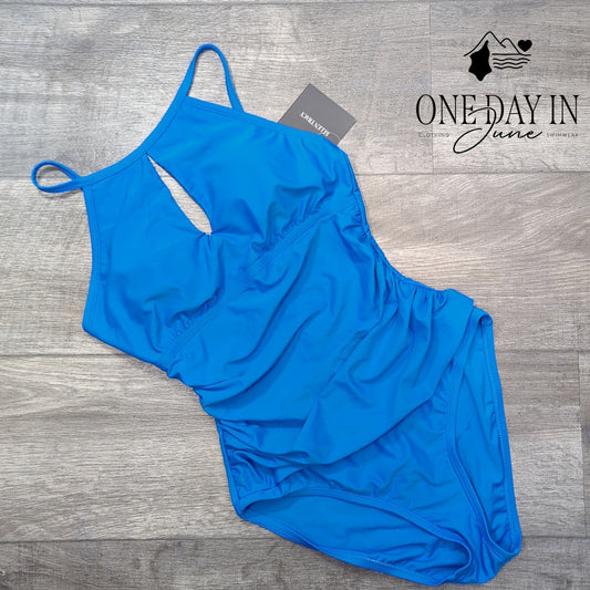 Ellen Tracy High Neck Keyhole Tummy Control one Piece Swimsuit Size 8