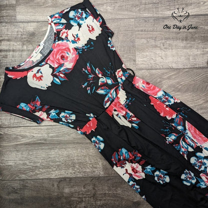 Yidarton Floral Short Sleeve Maxi Dress Size S