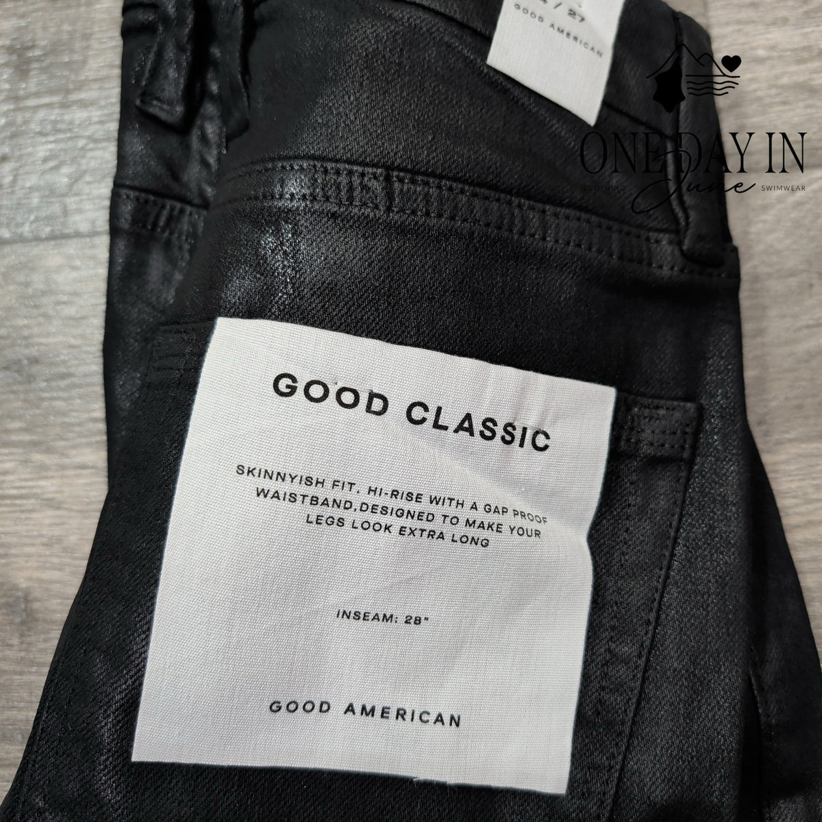 Good American Good Classic Coated Jeans Black High Rise Straight NWT Size 4