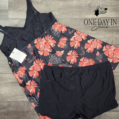 Hanna Nikole Plus Size Boyshort Tankini Swimsuit Size 24W