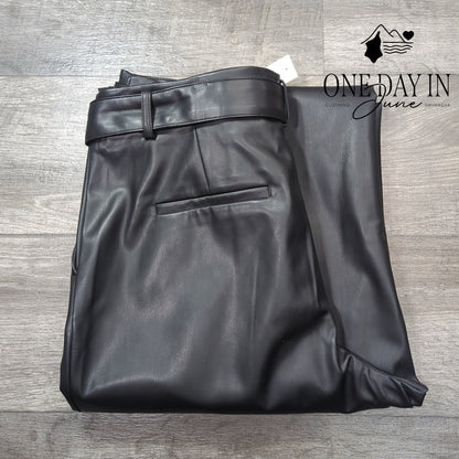 Loft High Waist Wide Leg Faux Leather Pants Size 14
