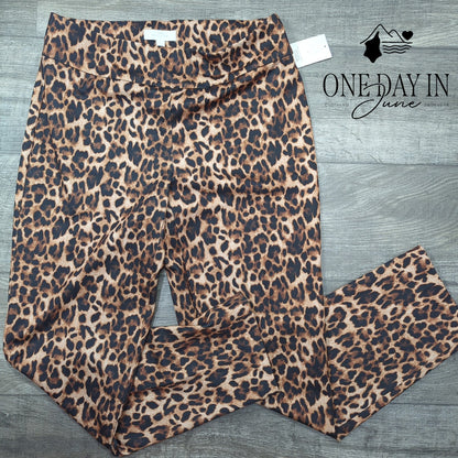 New Directions Leopard Polished Pants Size L