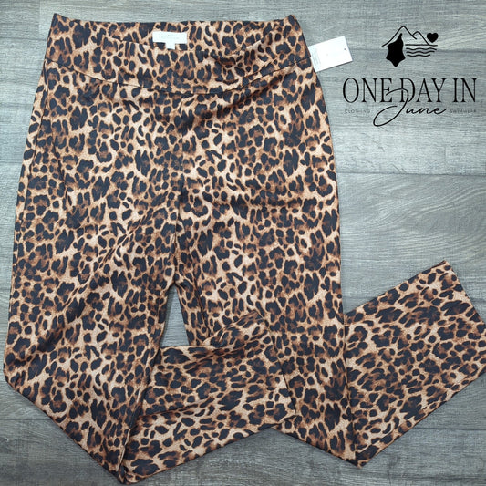 New Directions Leopard Polished Pants Size L