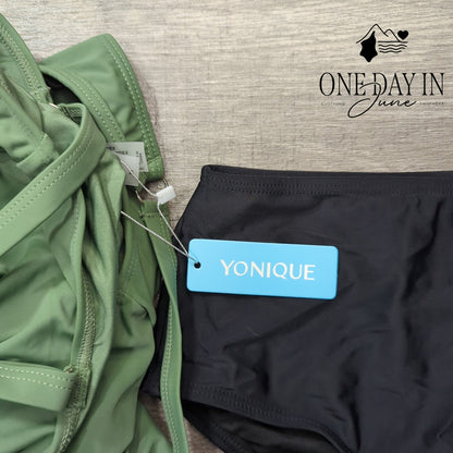 Yonique Blouson Tankini Swimsuit Size M
