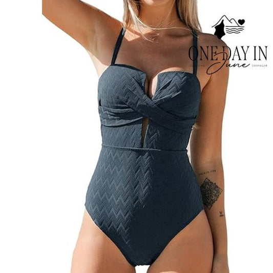 Cupshe Lace Up Back Molded Cup One Piece Swimsuit Size L