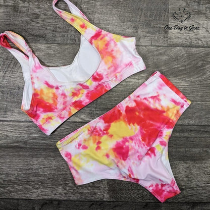 Besportable Crop Top High Waist Bikini Swimsuit Size S