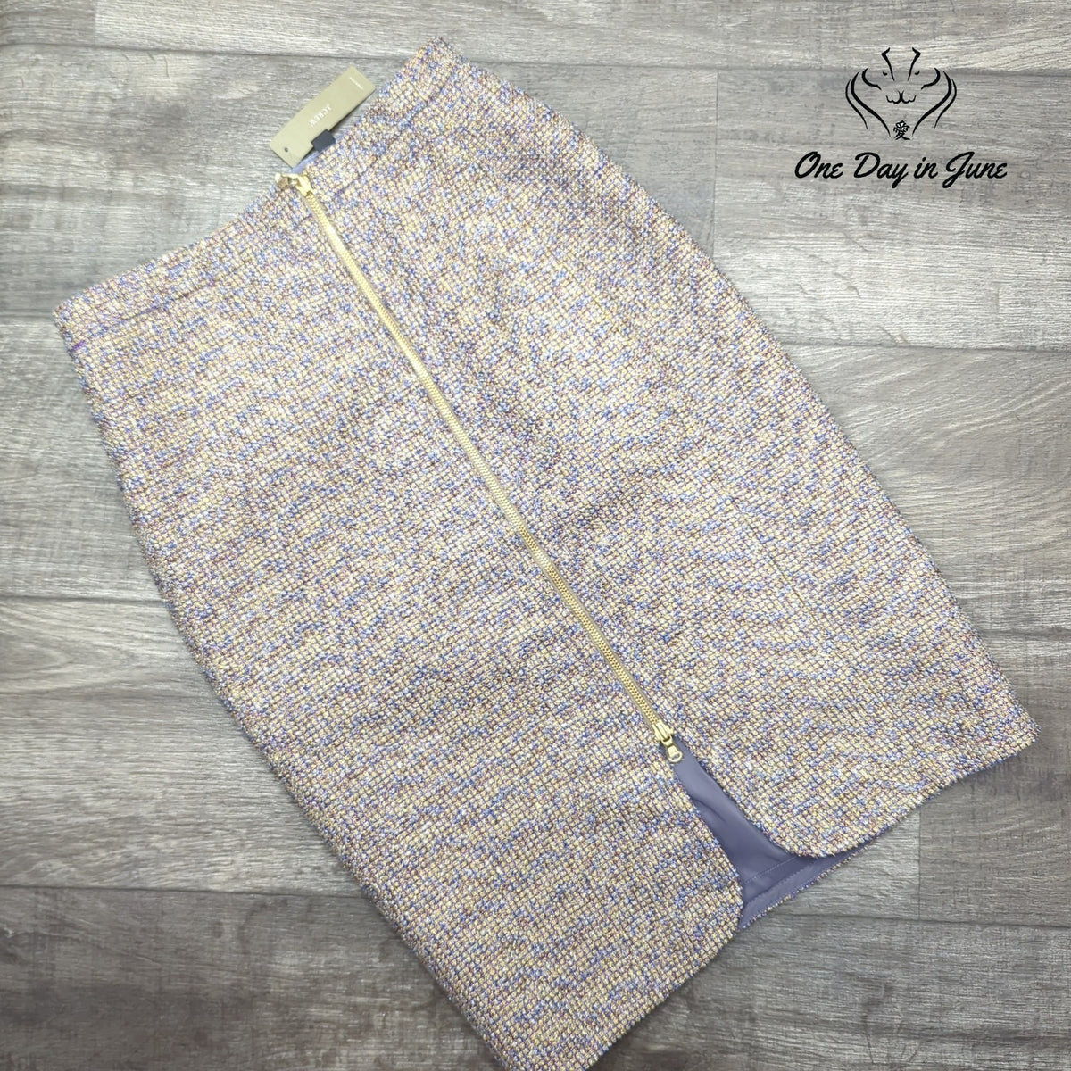 J.Crew Sparkle Tweed Pencil Skirt Purple Gold Metallic Front Zip NWT Size 4