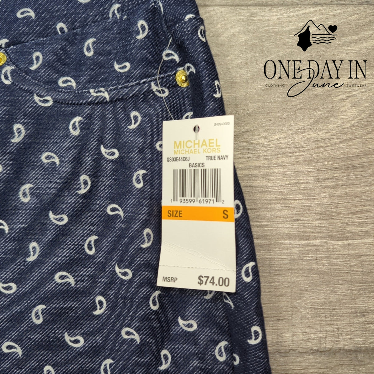 Michael Kors Pull On Ankle Pants True Navy Paisley Print NWT Size S