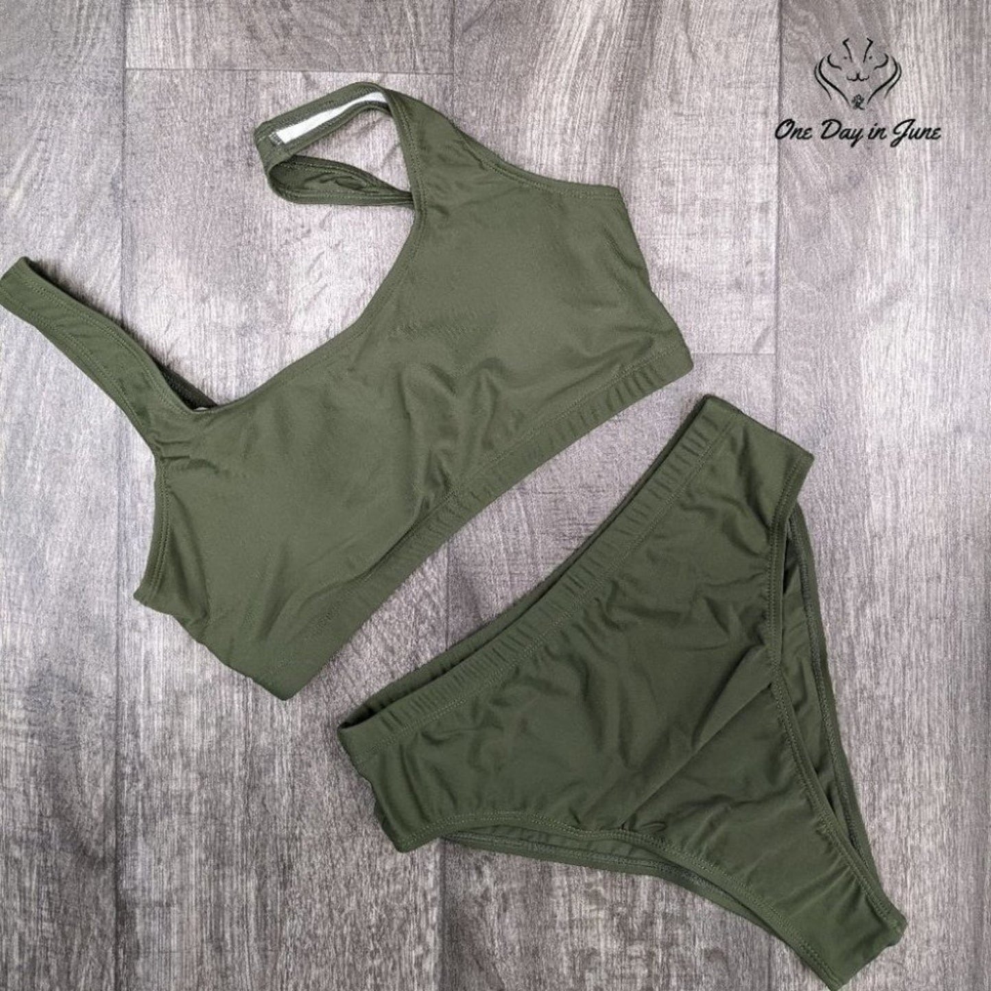 Pink Queen Crop Top High Waist Bikini Swimsuit Size M