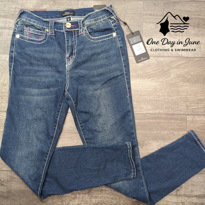 True Religion Halle High Rise Super Skinny Jeans Dark Boreal NWT Size 26 (2)