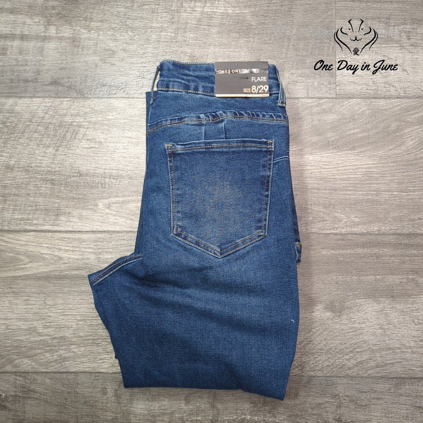 One5One Long High Rise Flare Jeans Size 8