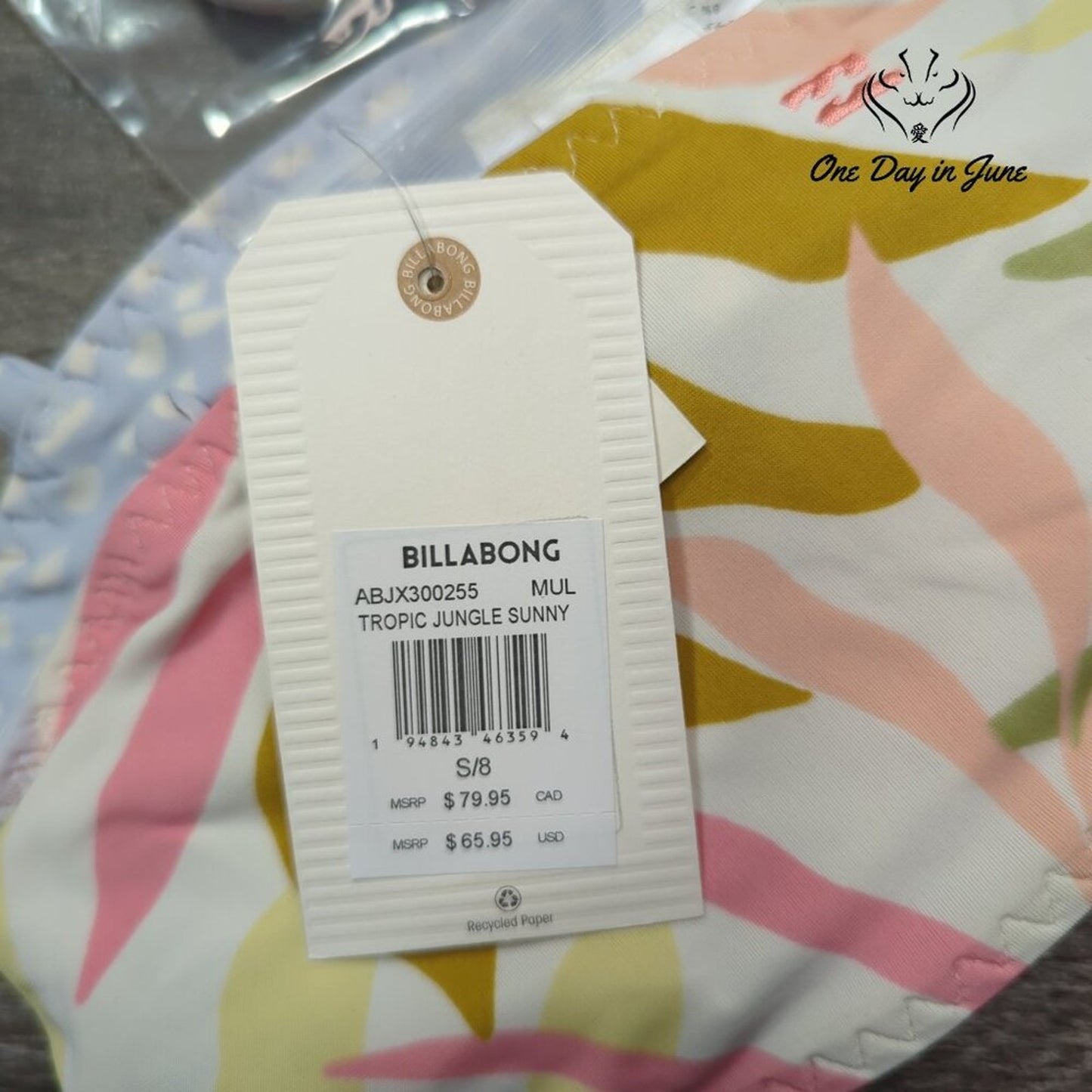 Billabong Tropical Jungle Sunny Reversible Bikini Top Size S